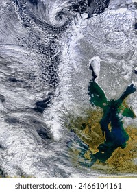 Scandinavia from MODIS. . Elements of this image furnished by NASA.