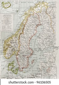 Scandinavia political map with Iceland insert map. By Paul Vidal de Lablache, Atlas Classique, Librerie Colin, Paris, 1894 (first edition)