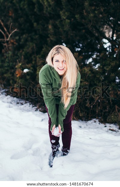 Scandinavian Blonde Blue Eyes Winter Park Stock Photo Edit Now