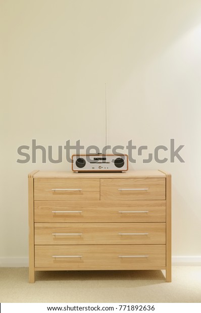 Scandinavian Furniture Chest Oak Beech Bedroom Stock Photo