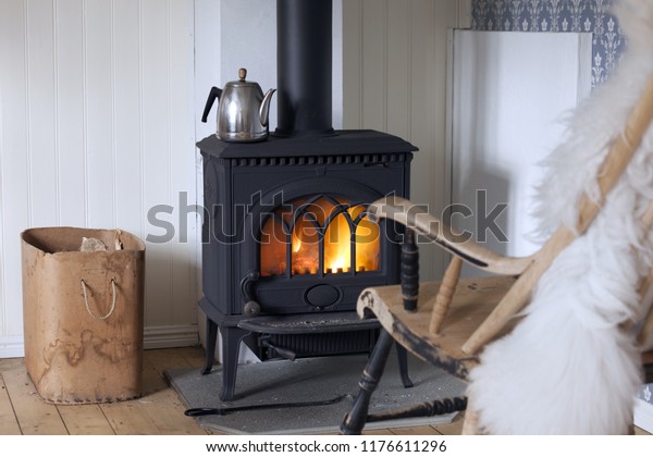 Scandinavian Interior Wood Burning Stove Box Stock Photo Edit Now