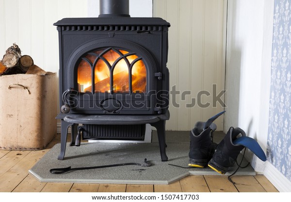 Scandinavian Interior Wood Burning Stove Box Stock Photo Edit Now