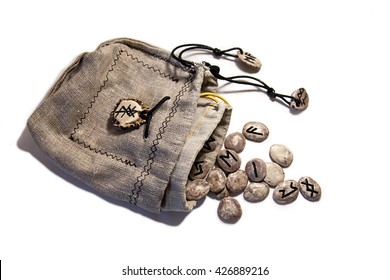 Scandinavian Runes Of Moose Horns In Linen Fabric Bags