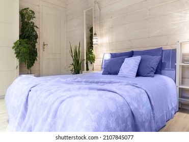 Scandinavian style bedroom interior in trendy colors of the year 2022 - Shutterstock ID 2107845077