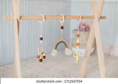 Scandinavian Style Wooden Baby Gym, Simple Toys For Newborns