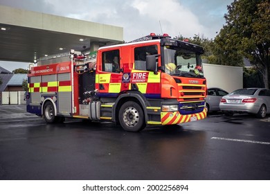 Scania Fire Engine Truck In Howick. Auckland, New Zealand - July 4, 2021