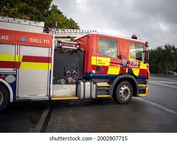 Scania Fire Engine Truck In Howick. Auckland, New Zealand - July 4, 2021