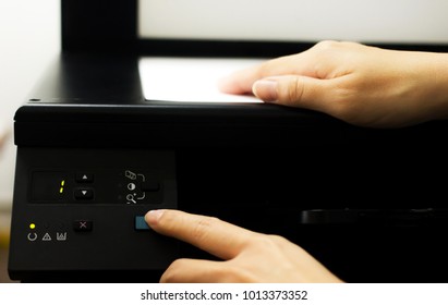 scanner, copy machine, photocopier, printer, scanning documents, hand worker scan paper, technology, press start key