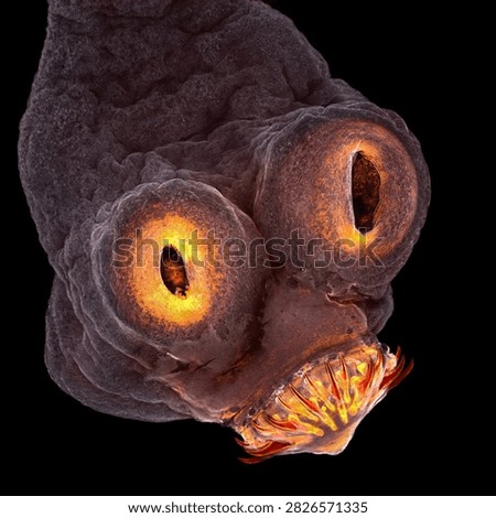 Scanning electron microscope SEM image of parasite tapeworm head scolex