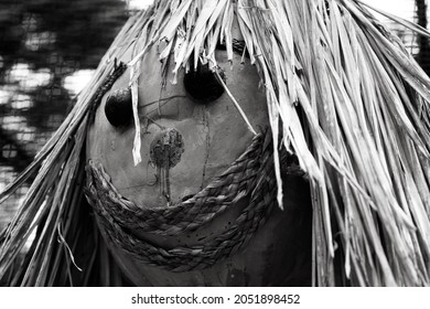 Scarecrow Face In Black And White For Halloween