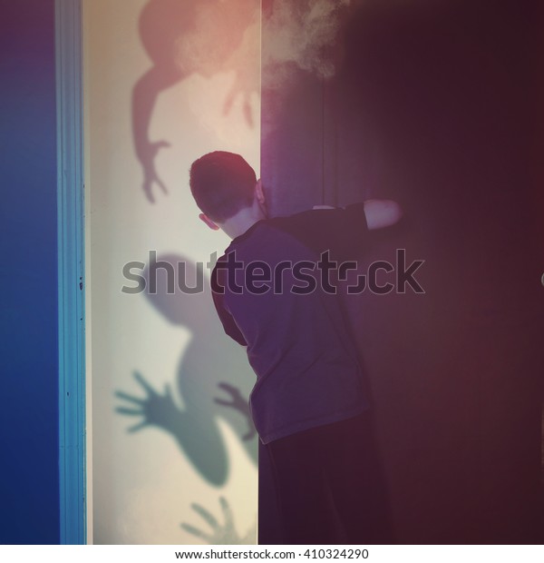 Scared Child Looking Inside Closet Bedroom Stock Photo Edit Now