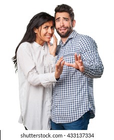 Scared Couple On White