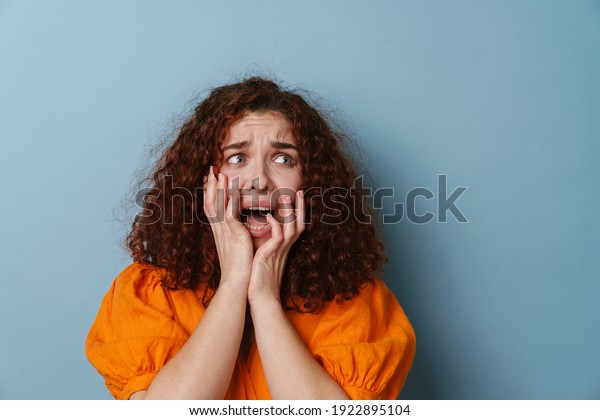 Scared Ginger Woman Screaming Touching Her Stock Photo 1922895104 ...