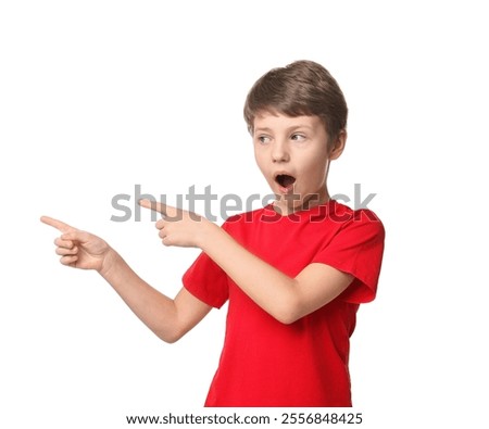 Similar – Image, Stock Photo surprised boy with a blackboard