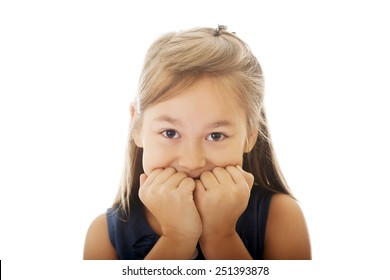 Scared Little Girl Biting Her Nails