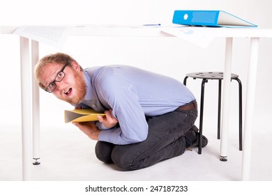 Man Hiding Under Desk Images Stock Photos Vectors Shutterstock