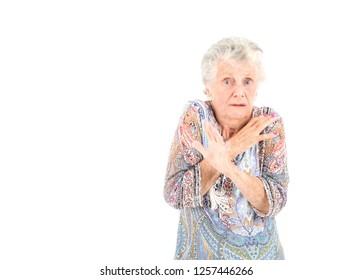 Scared Old Woman Posing Against White Stock Photo 1257446266 | Shutterstock