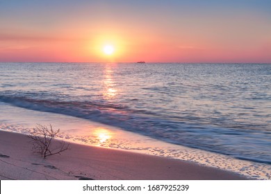 Scarlet Dawn On The Seashore