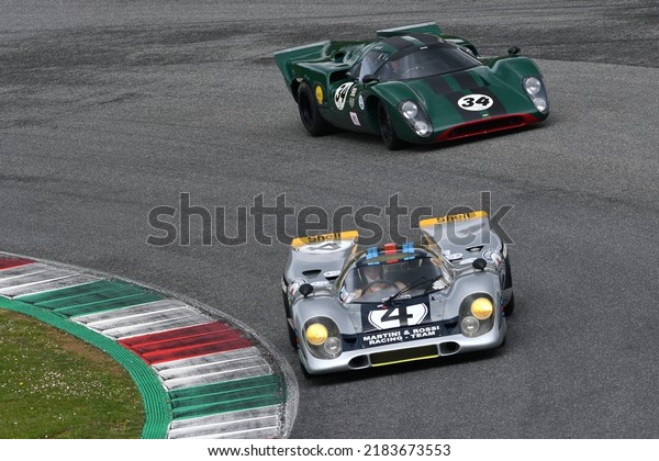 Scarperia, 3 April 2022:\
Porsche 917K Team Martini Racing year 1971 ex V.Elford - G.Van\
Lennep in action during Mugello Classic 2022 at Mugello Circuit in\
Italy.