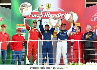 Scarperia e San Piero, Italy, October 27 2019 podium ferrari challenge trofeo pirelli during Ferrari Challenge World Finals - Mugello 2019 Ferrari Challenge Cup