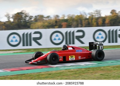 Scarperia, Mugello - 19 November 2021: Ferrari F1-89 model 640 of year 1989 ex Nigel Mansell in action during Ferrari World Finals 2021 in italy.