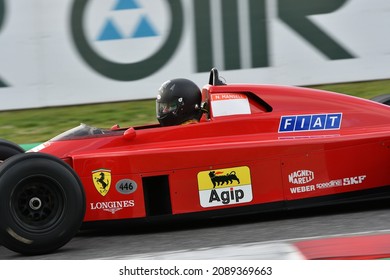 Scarperia, Mugello - 19 November 2021: Ferrari F1-89 model 640 of year 1989 ex Nigel Mansell in action during Ferrari World Finals 2021 in italy.