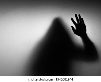 Scary Black Shadow Behind Glass Halloween Stock Photo 1542081944 ...