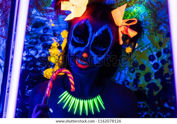 Scary Clown Makeup Halloween Cut Skin Stock Photo Edit Now