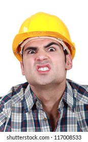 Scary construction worker