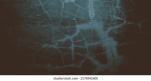 Scary Dark Blue Cracked Wall For Background