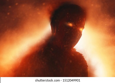 Scary devil burning fire flames - Shutterstock ID 1512049901