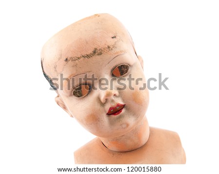 Scary doll face with clipping path