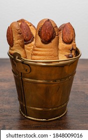 Scary Finger-shaped Almond Shortbread Cookies. Food For Halloween.