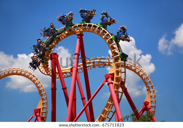 Scary Fun On Upsidedown Roller Coaster Stock Photo 675711823 | Shutterstock