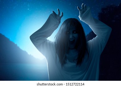 Scary Ghost Woman Blood Angry Face Stock Photo 1512722114 | Shutterstock