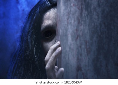 Scary ghost woman, halloween theme