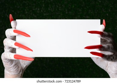 Scary Halloween Vampire Sharp Claws Holding Stock Photo Edit Now 723124789