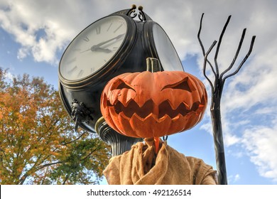Scary Jack O'Lantern from Sleep Hollow, New York during Halloween. - Shutterstock ID 492126514