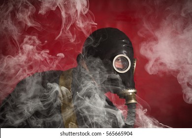 Scary Man Wearing Authentic Russian Gas Stock Photo 565665904 ...