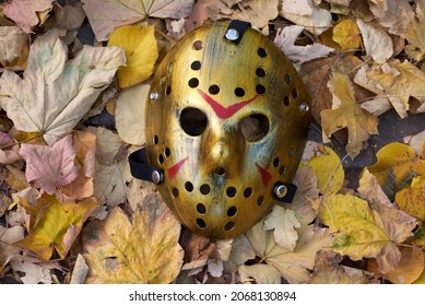 Scary mask on the leaf