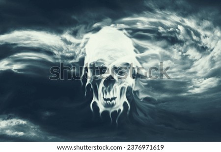 Scary skull-shaped clouds in the sky, horror and Halloween concept