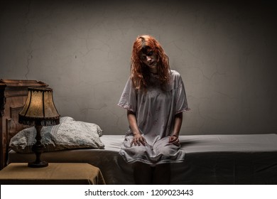 Scary Woman Possessed By Devil Bed Stock Photo 1209023443 | Shutterstock