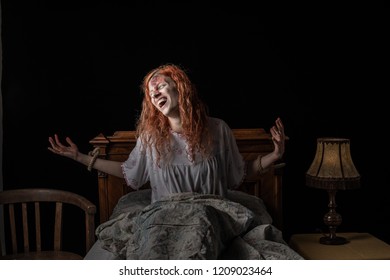 Scary Woman Possessed By Devil Bed Stock Photo 1209023464 | Shutterstock