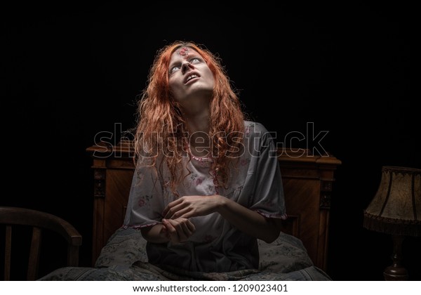 Scary Woman Possessed By Devil Bed Stock Photo 1209023401 | Shutterstock