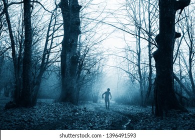 scary zombie in horror forest landscape - Powered by Shutterstock
