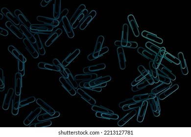 Scattered Blue Paper Clips Isolated