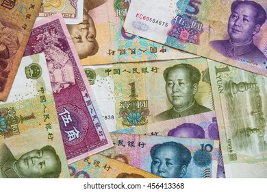 Scattered In A Chaotic Manner Chinese Coins And Paper Money