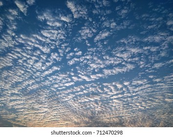 Scattered Clouds Look Like Fluffy In Sunset. The Sky After The Hottest Day's Record High Temperature Of 106 Degrees In San Francisco. Sep 1,2017