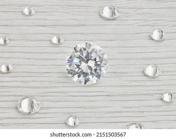 Scattered Diamonds On Light Wood Background