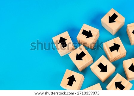 A scattered direction cubes concept representing complexity diverse choices navigation challenges and strategic decision making.
